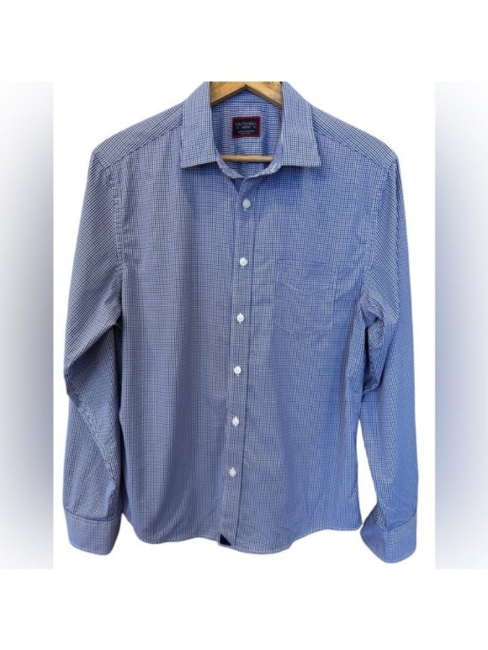 UNTUCKit Shirt Button Up Checked Blue Purple Regular Fit Medium Ducale 31258